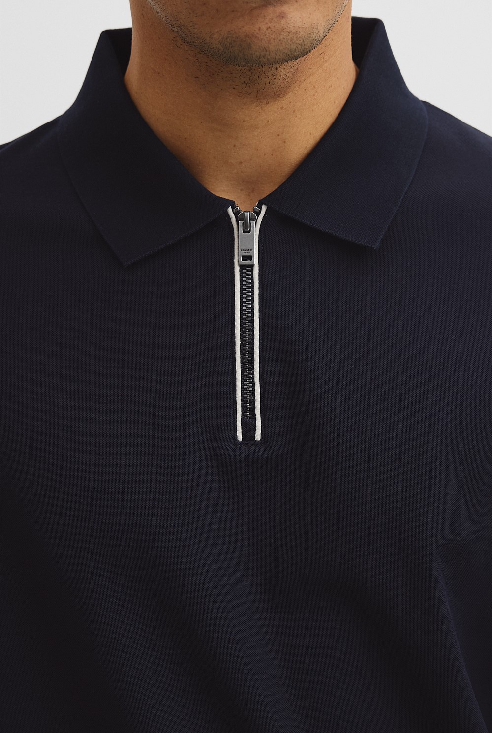 Merculalised Cotton Pique Zip Polo