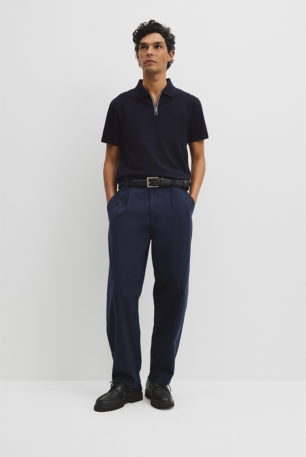 Merculalised Cotton Pique Zip Polo