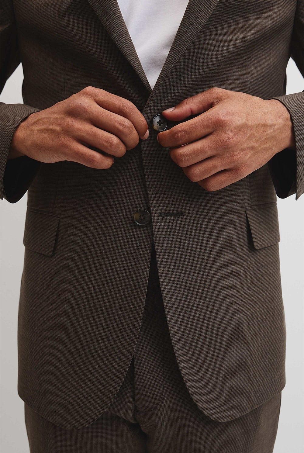 Regular Fit Wool Blend Houndstooth Jacket