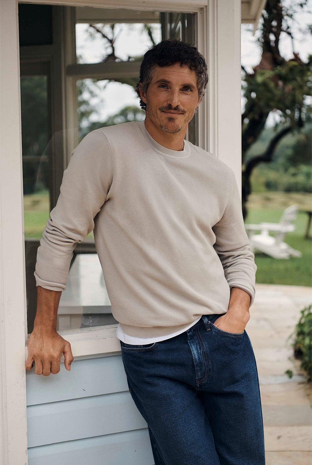 Australian Good Earth Cotton Pique Crew Neck Knit