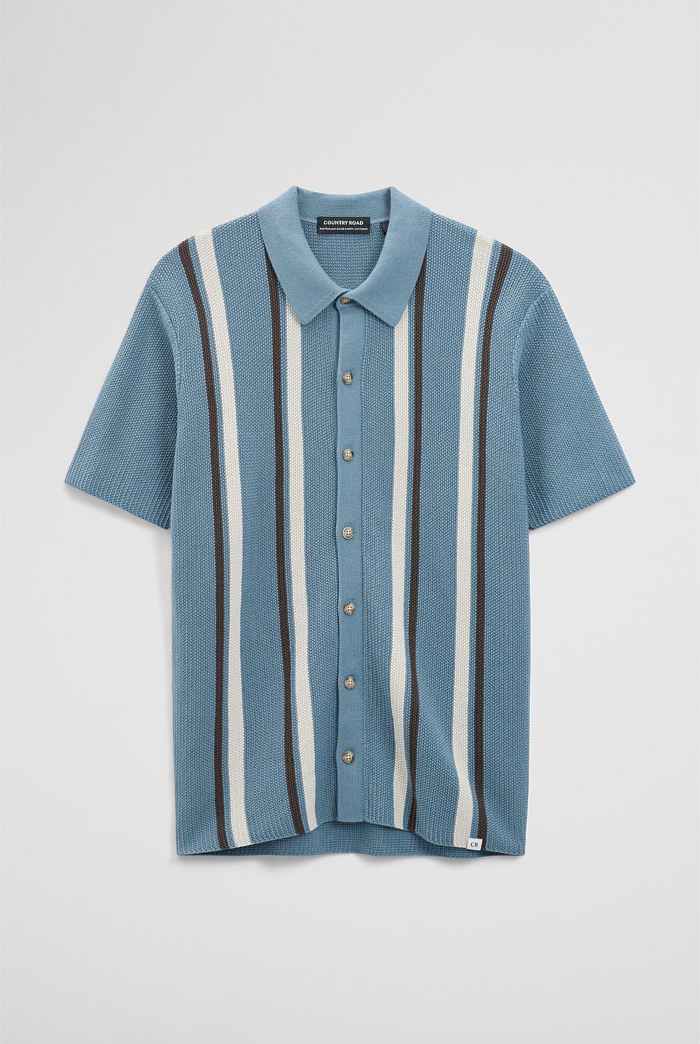 Australian Good Earth Cotton Textured Stripe Knit Shirt