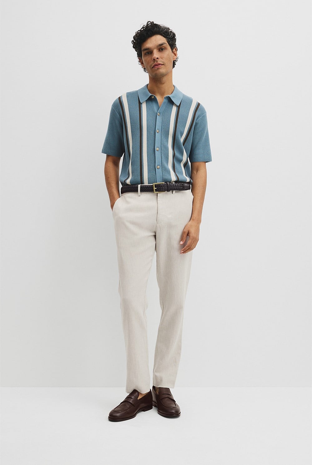 Australian Good Earth Cotton Textured Stripe Knit Shirt