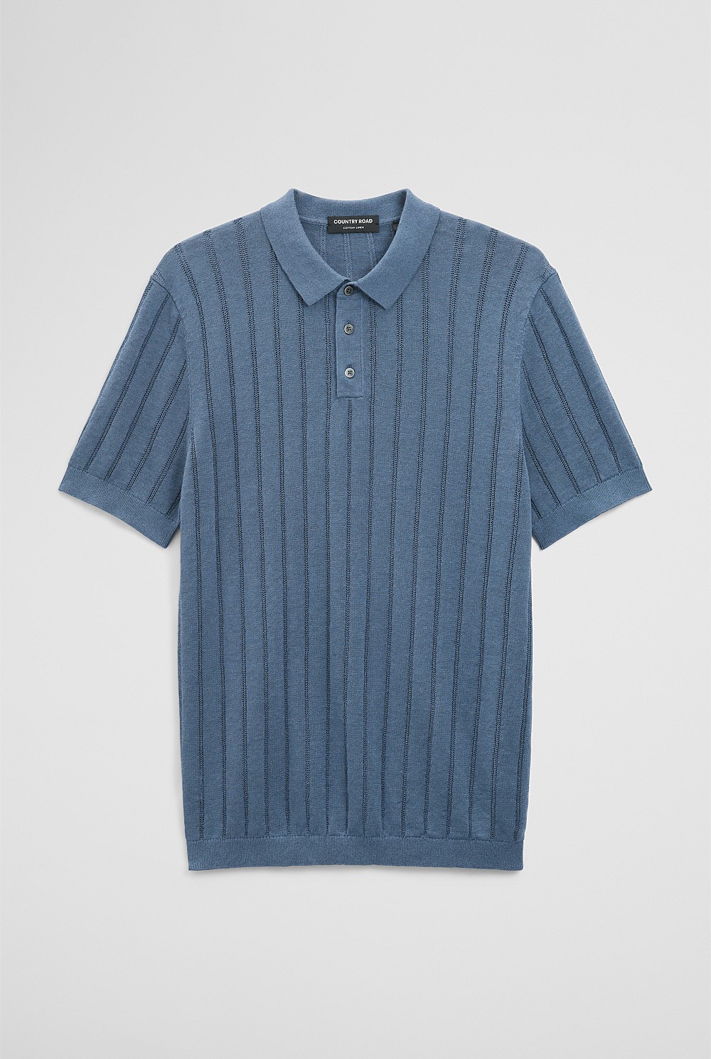 Linen Cotton Stripe Knit Polo