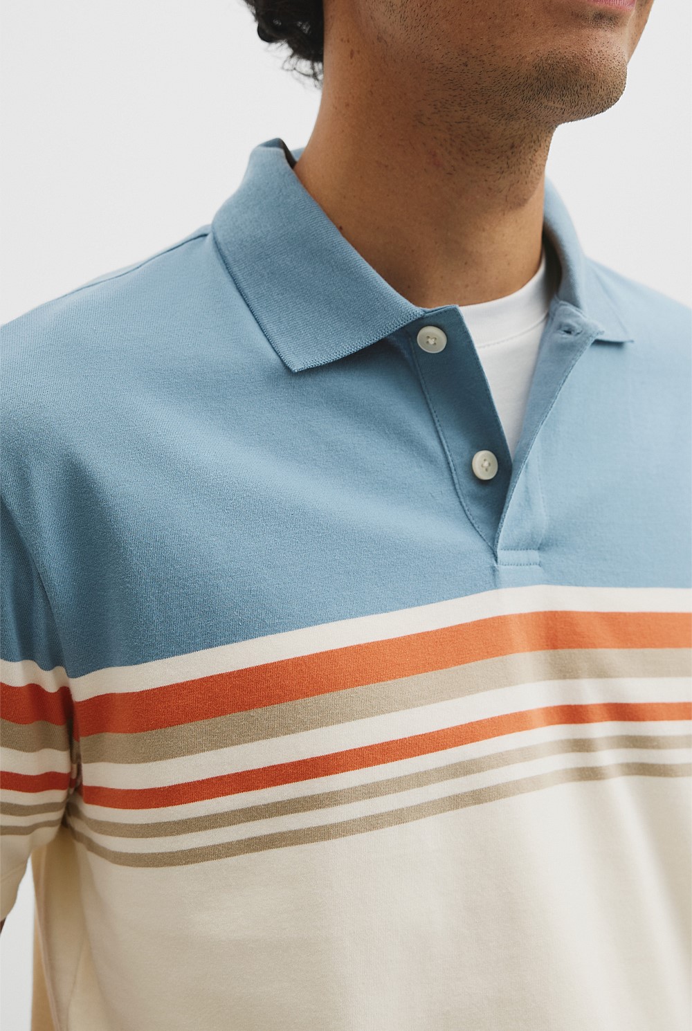 Australian Cotton Short Sleeve Engineered Button Polo