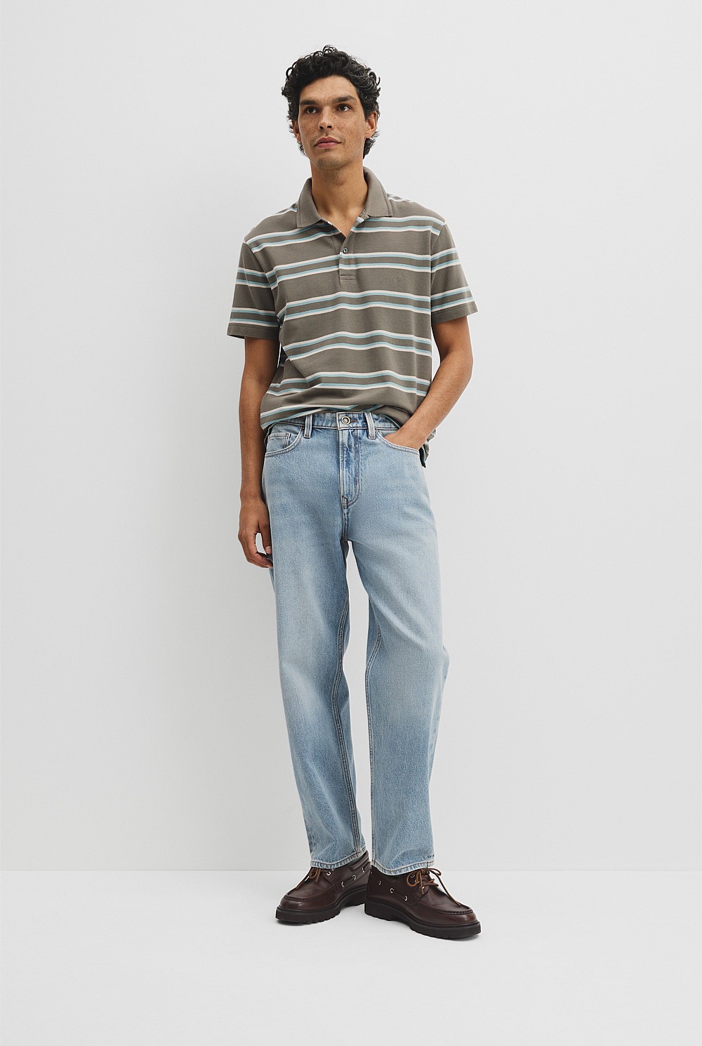 Australian Cotton Stripe Pique Polo