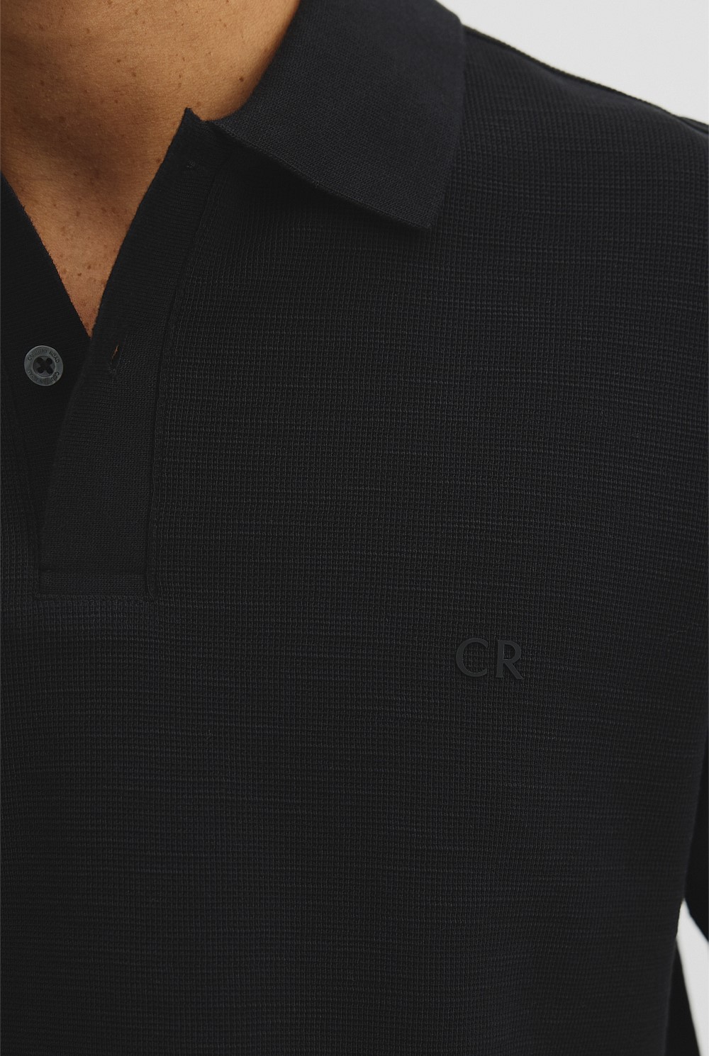 Short Sleeve Waffle Button Polo
