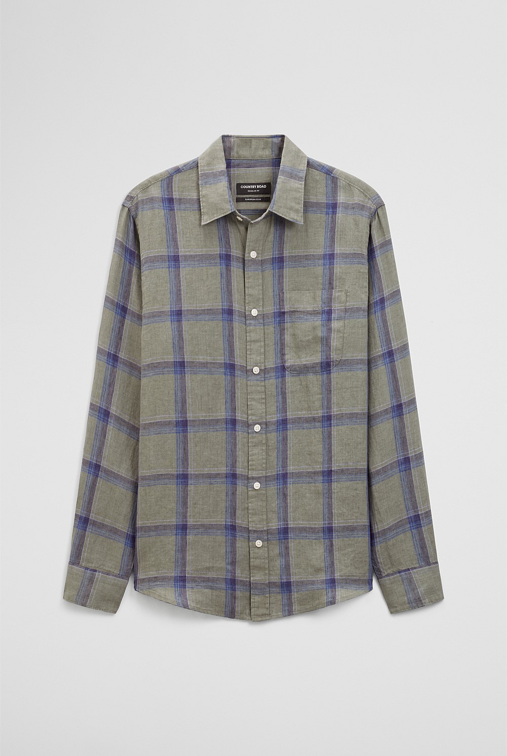 Regular Fit Linen Windowpane Check Shirt