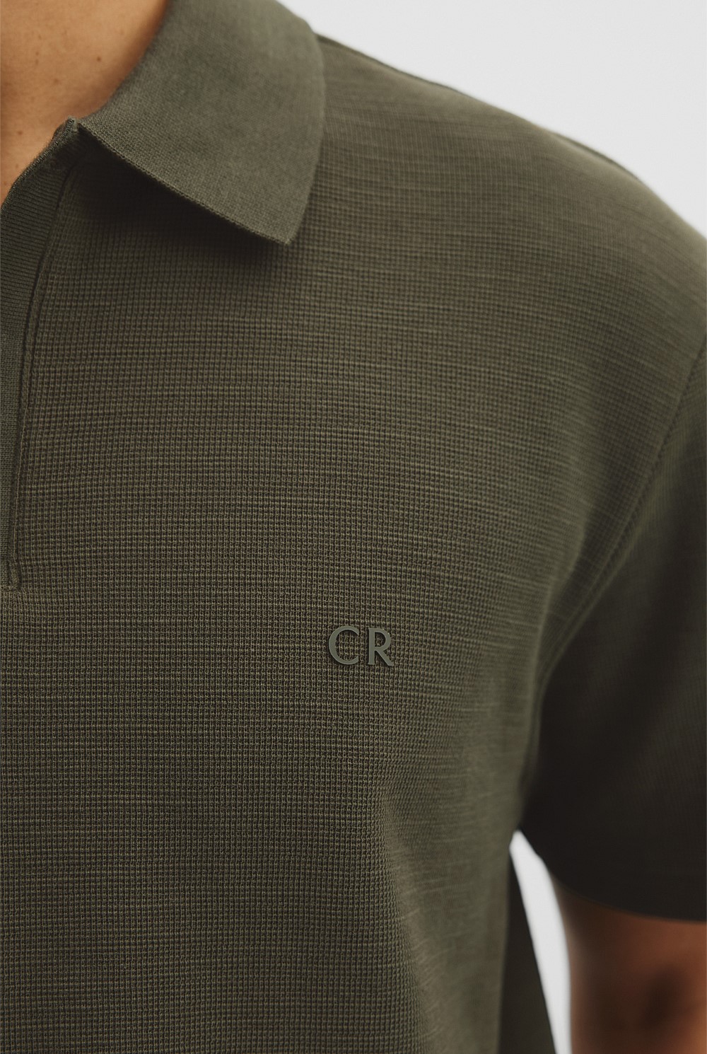 Short Sleeve Waffle Button Polo