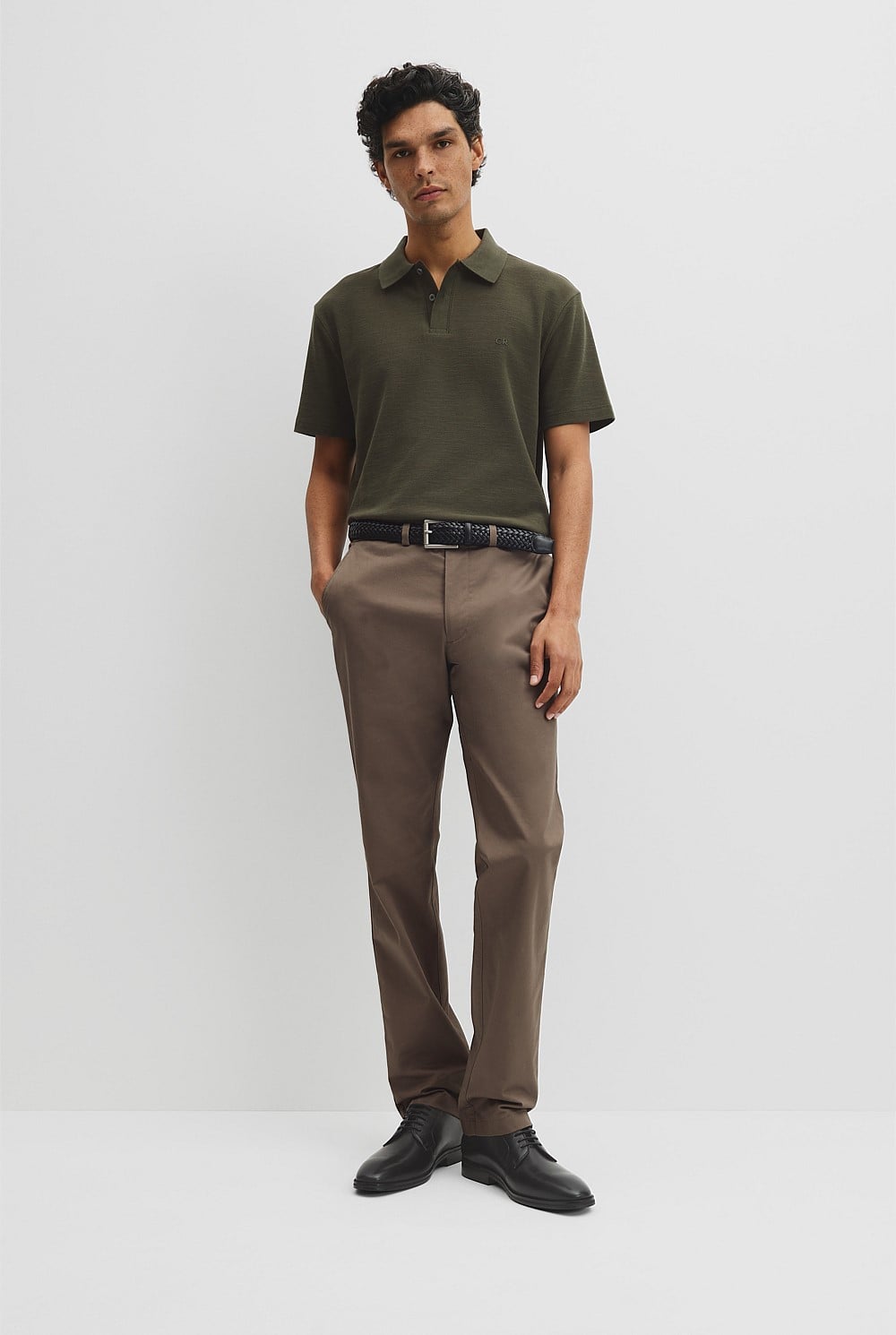Short Sleeve Waffle Button Polo