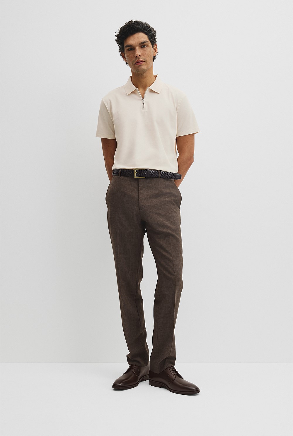 Merculalised Cotton Pique Zip Polo