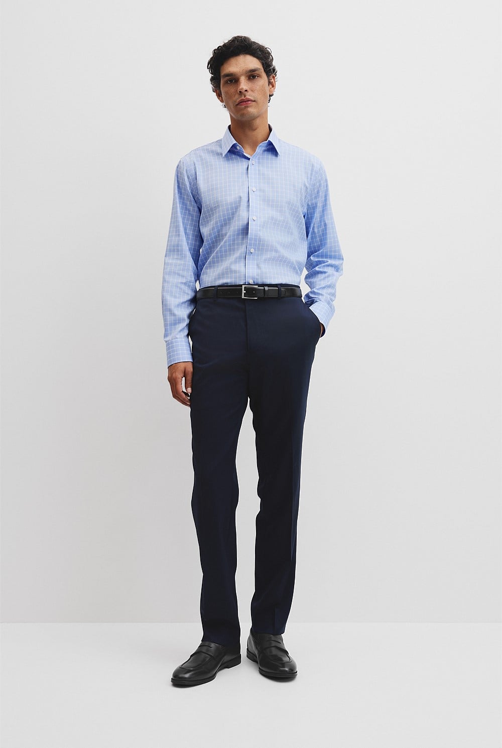 Long Sleeve Regular Check Travel Shirt