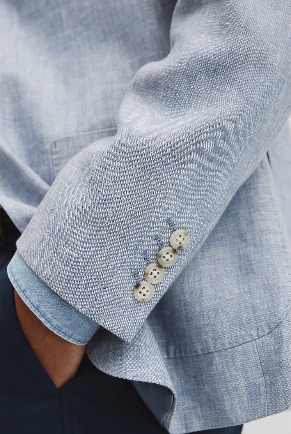 Regular Fit Linen Chambray Jacket