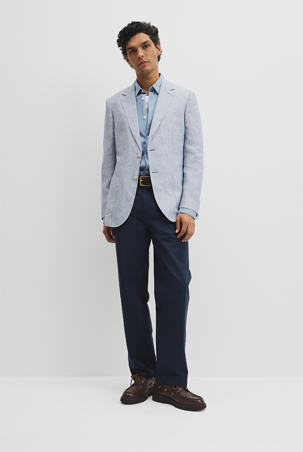 Regular Fit Linen Chambray Jacket