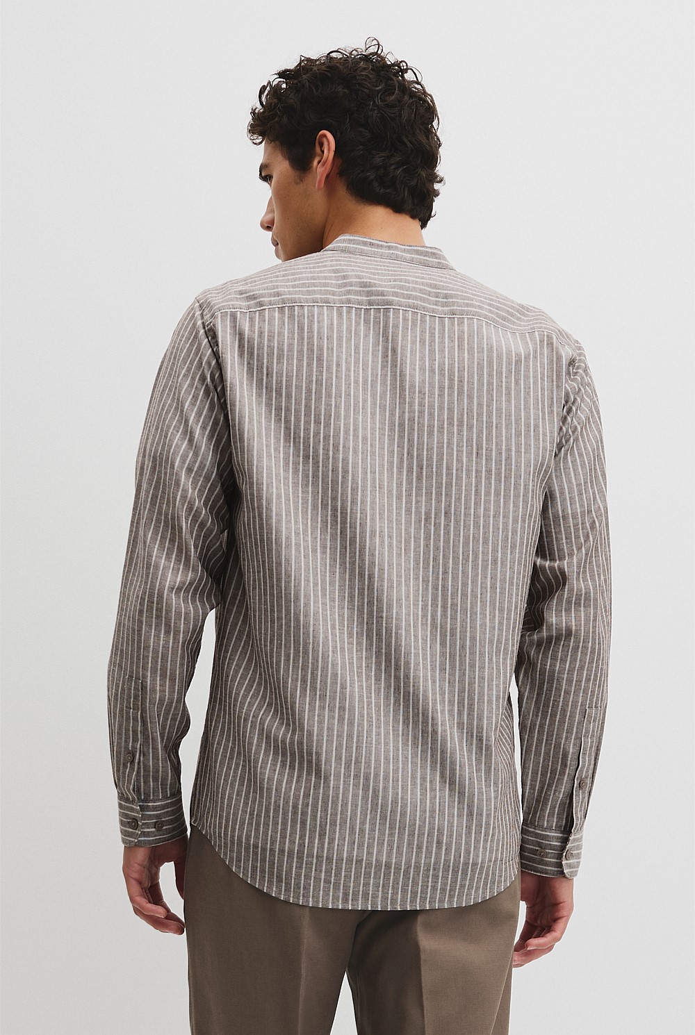 Regular Fit Cotton Linen Standard Collar Shirt