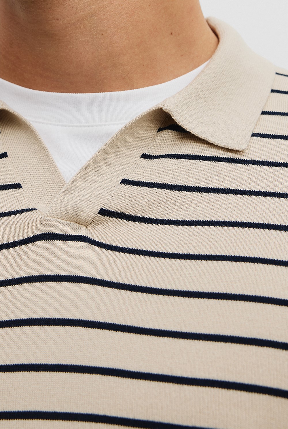 Australian Cotton Silk Stripe Knit Polo