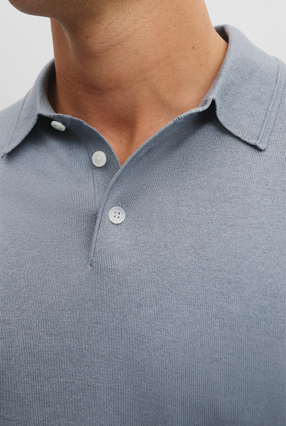 Australian Cotton Blend Silk Button Polo