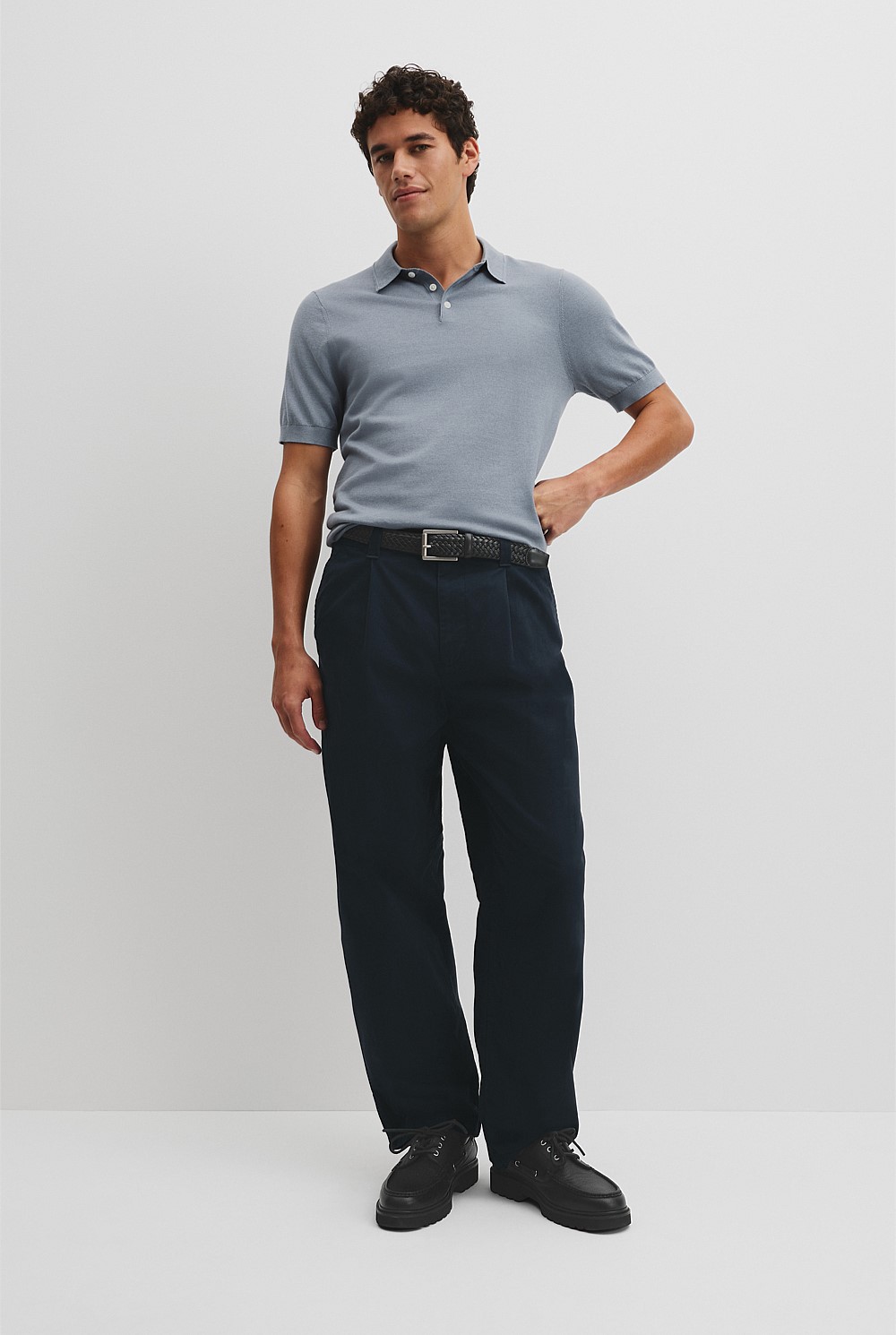 Australian Cotton Blend Silk Button Polo