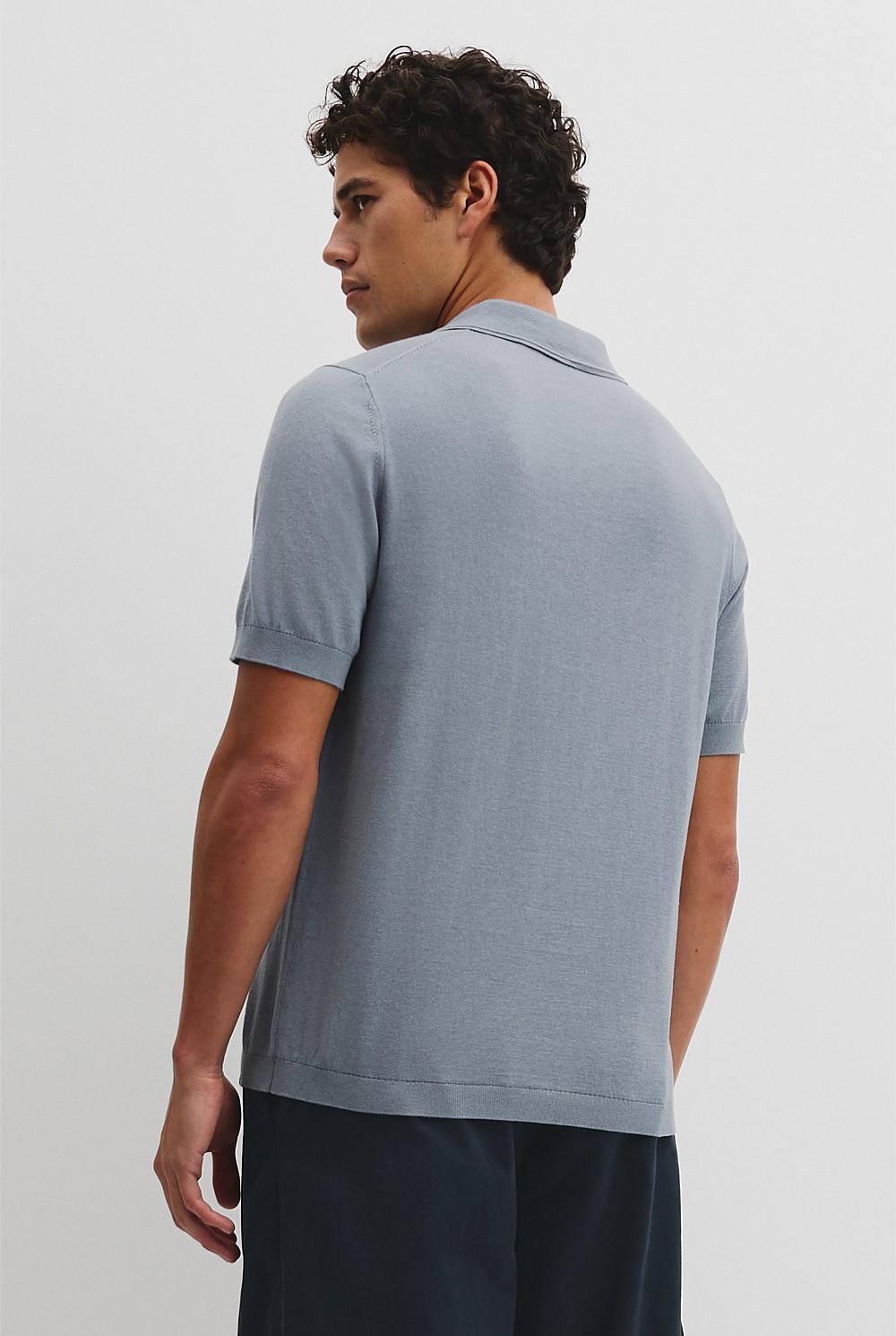 Australian Cotton Blend Silk Button Polo