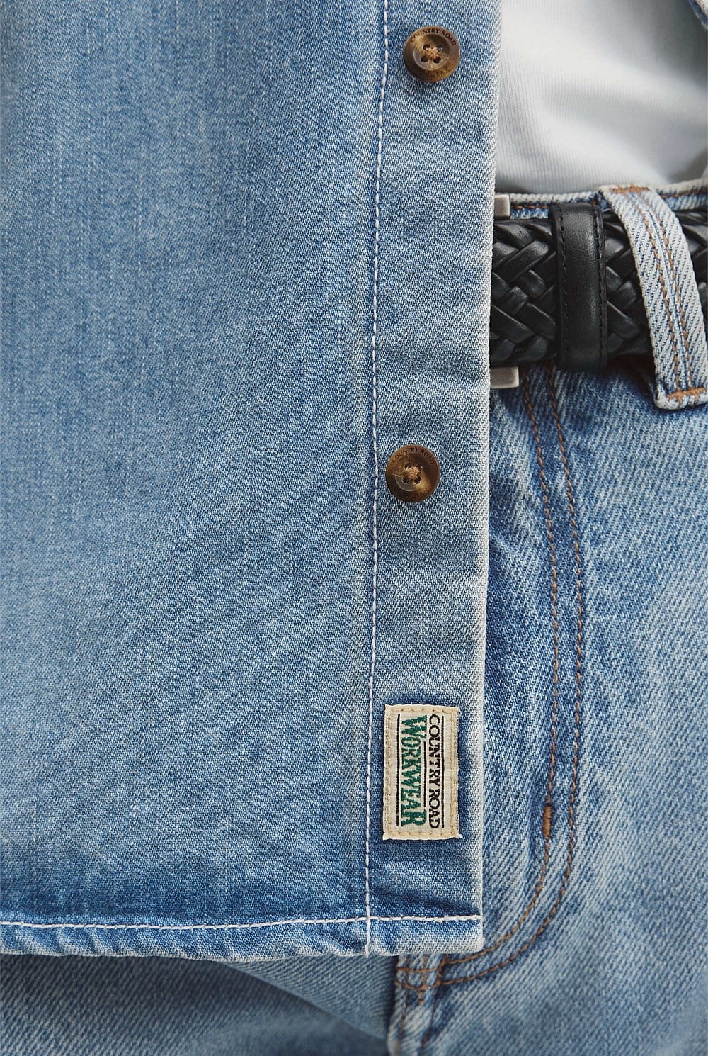Long Sleeve Regular Workwear Denim Over-Shirt