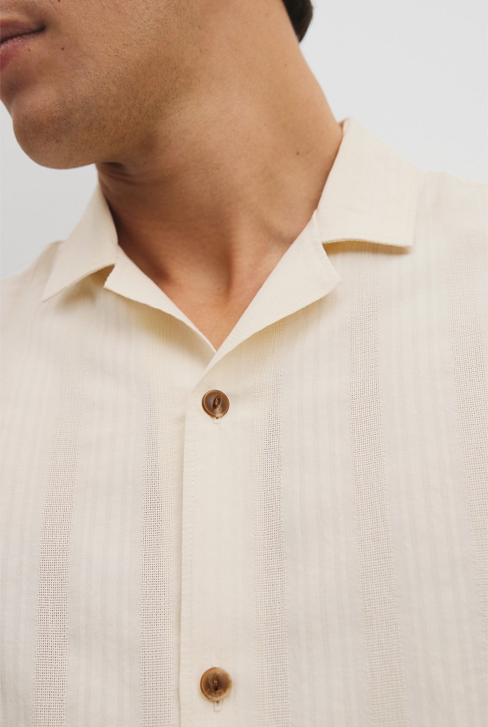 Regular Fit Short Sleeve Textured Stripe Shirt