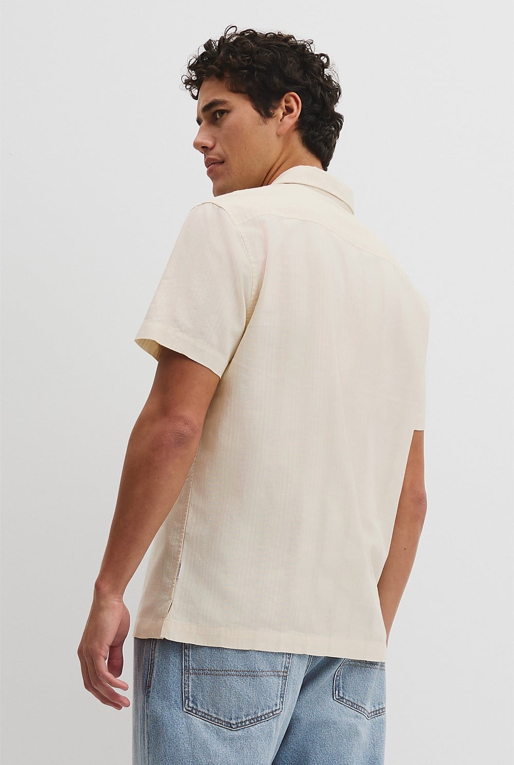Regular Fit Short Sleeve Textured Stripe Shirt