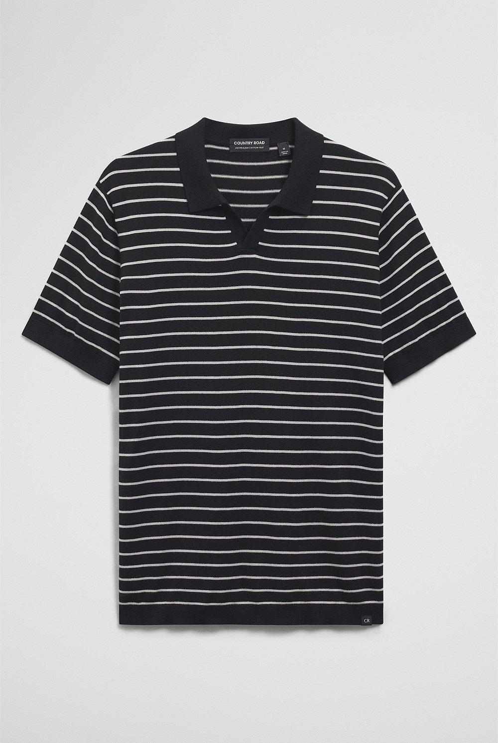 Australian Cotton Silk Stripe Knit Polo