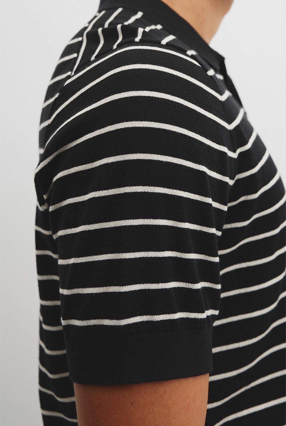 Australian Cotton Silk Stripe Knit Polo