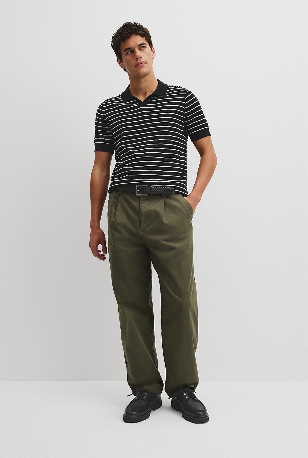 Australian Cotton Silk Stripe Knit Polo