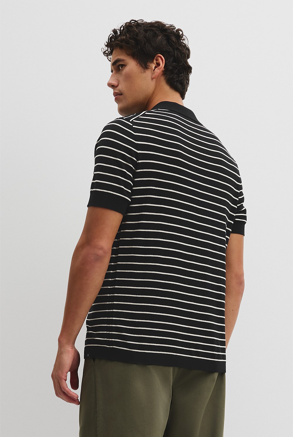 Australian Cotton Silk Stripe Knit Polo
