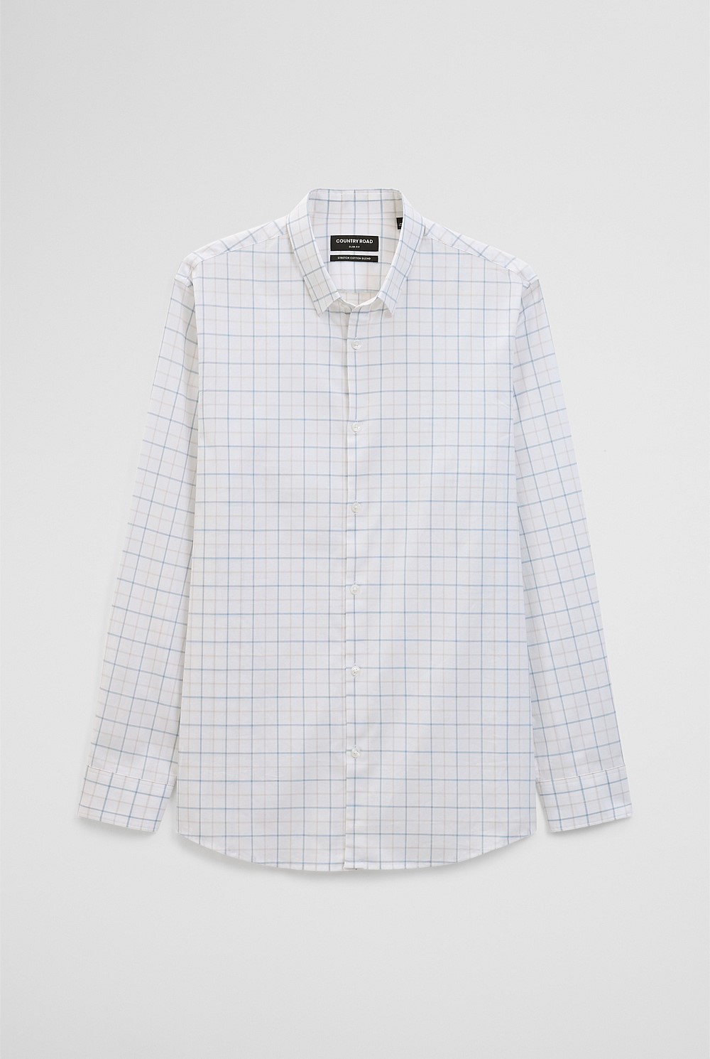 Long Sleeve Slim Cut and Sew Grid Shirt