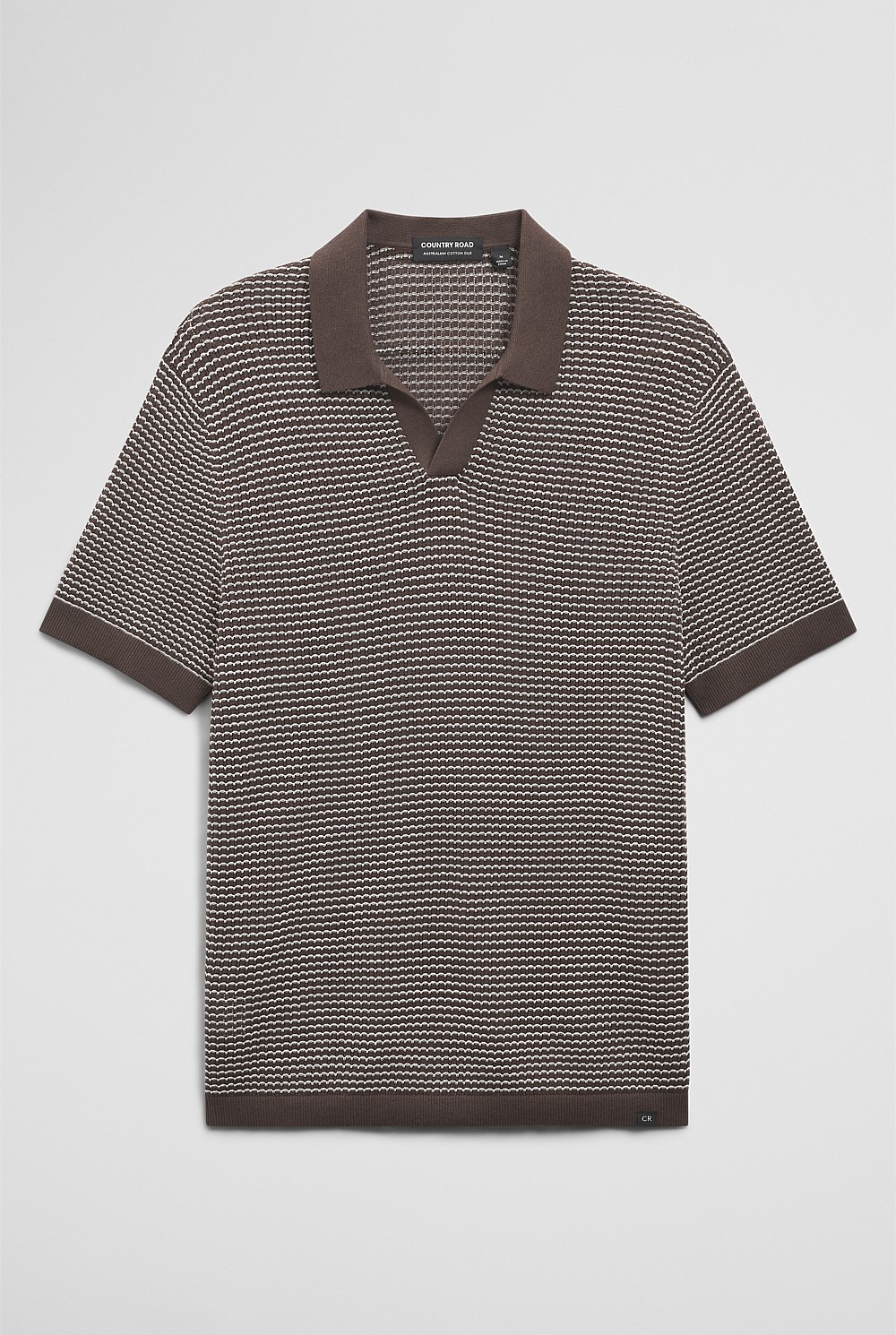 Australian Cotton Silk Blend Textured Stripe Polo