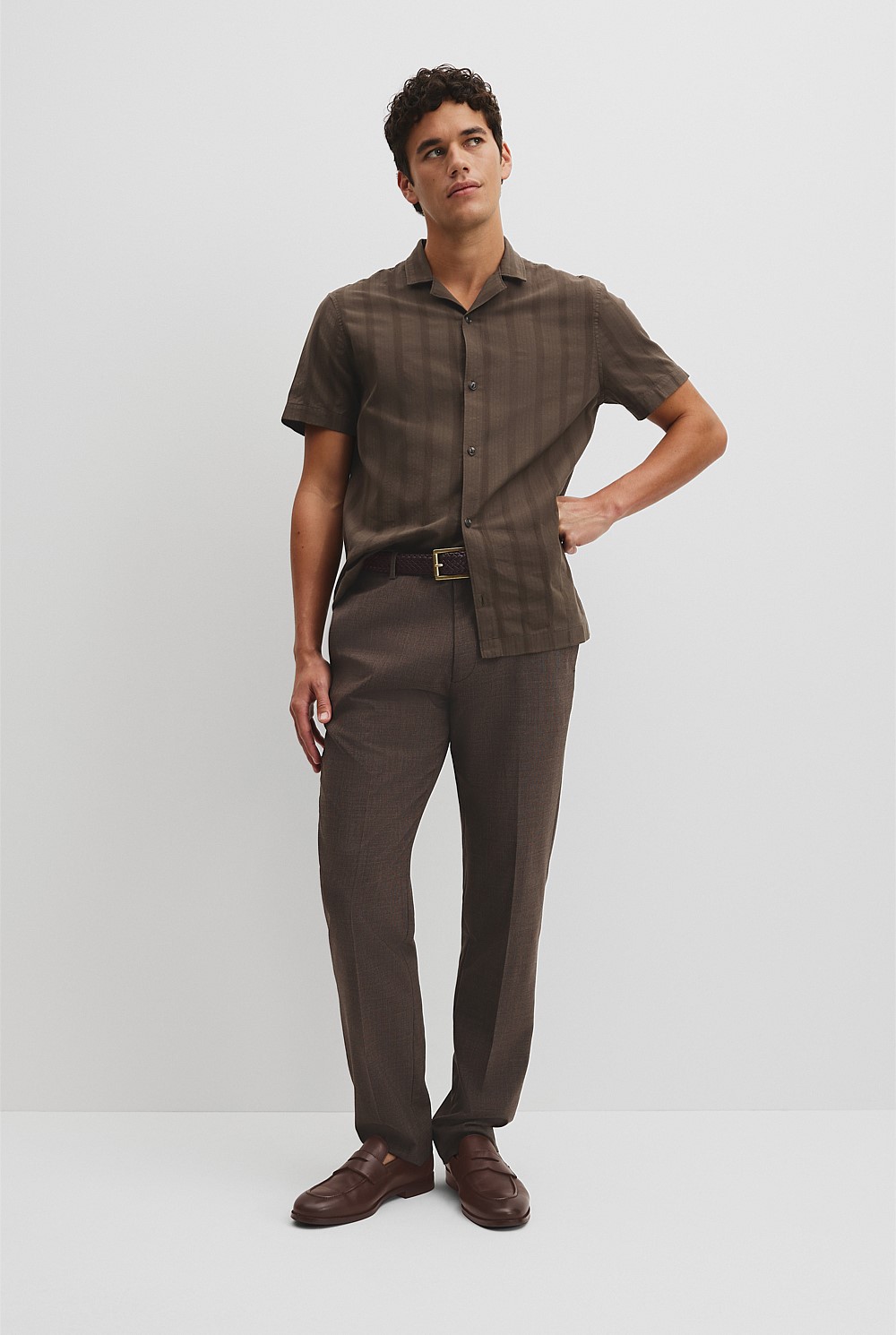 Regular Fit Short Sleeve Textured Stripe Shirt