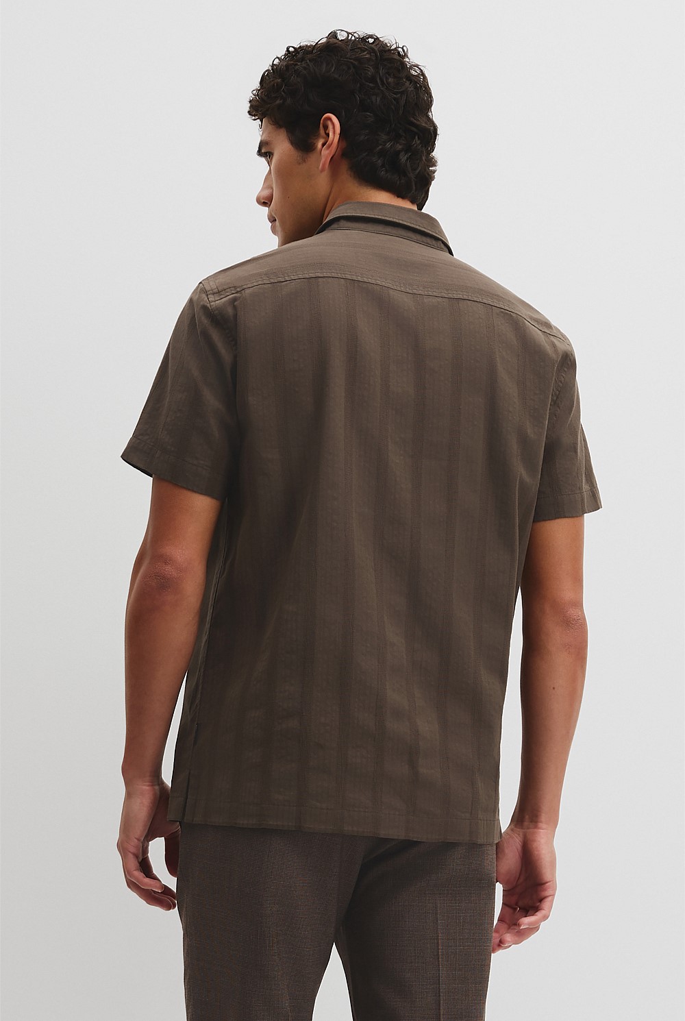Regular Fit Short Sleeve Textured Stripe Shirt