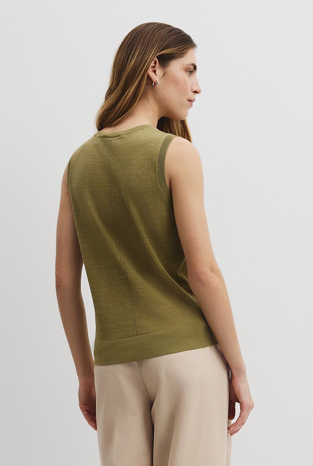 Pointelle Detail Neck Tank