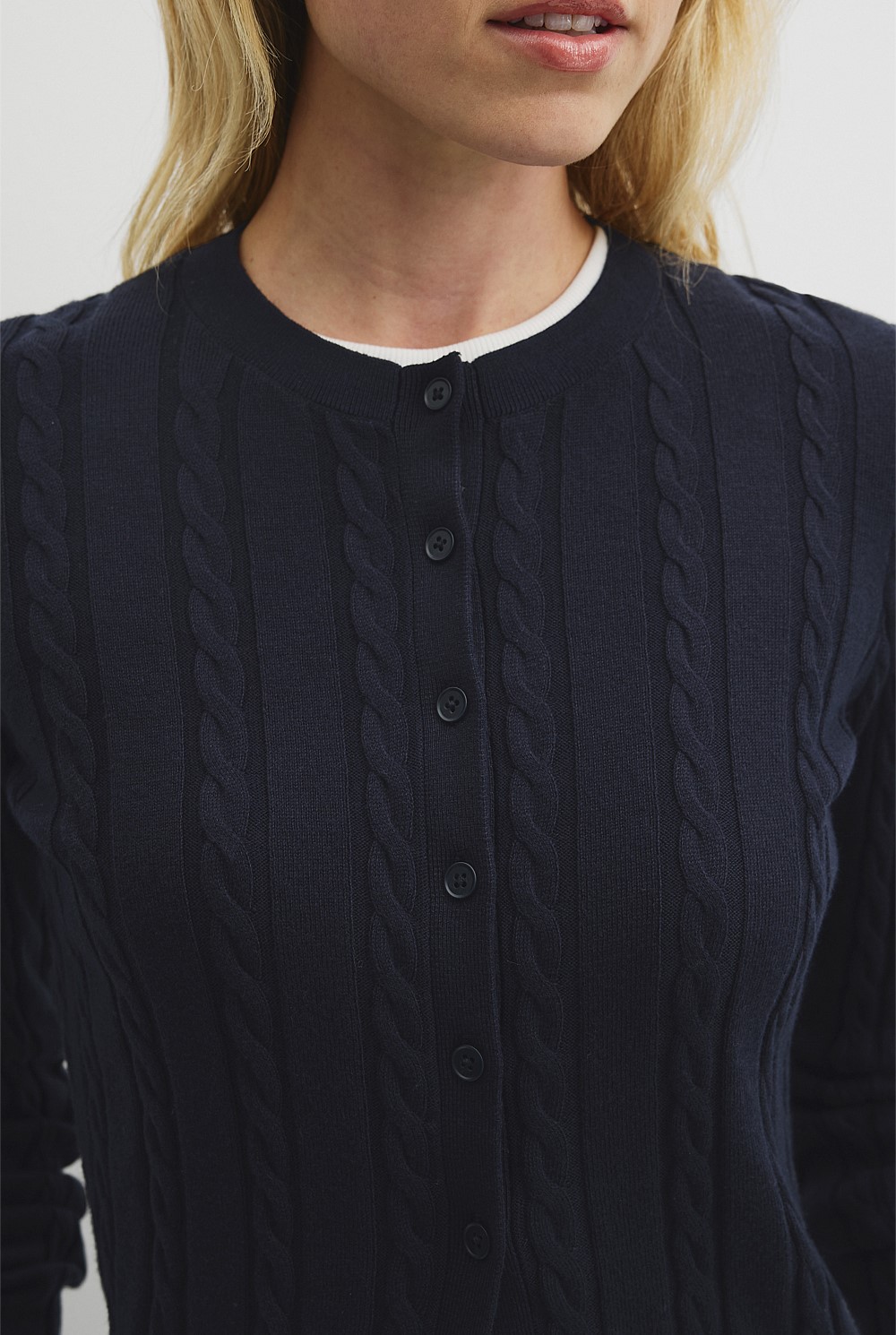 Organically Grown Cotton Blend Cable Knit Cardigan