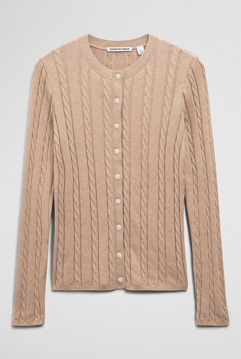 Organically Grown Cotton Blend Cable Knit Cardigan