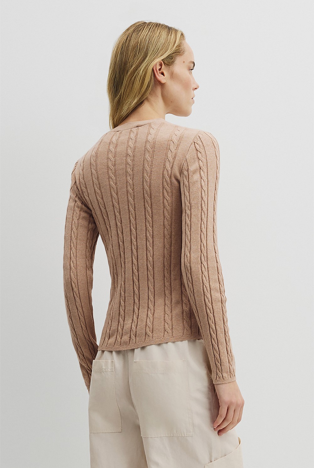 Organically Grown Cotton Blend Cable Knit Cardigan