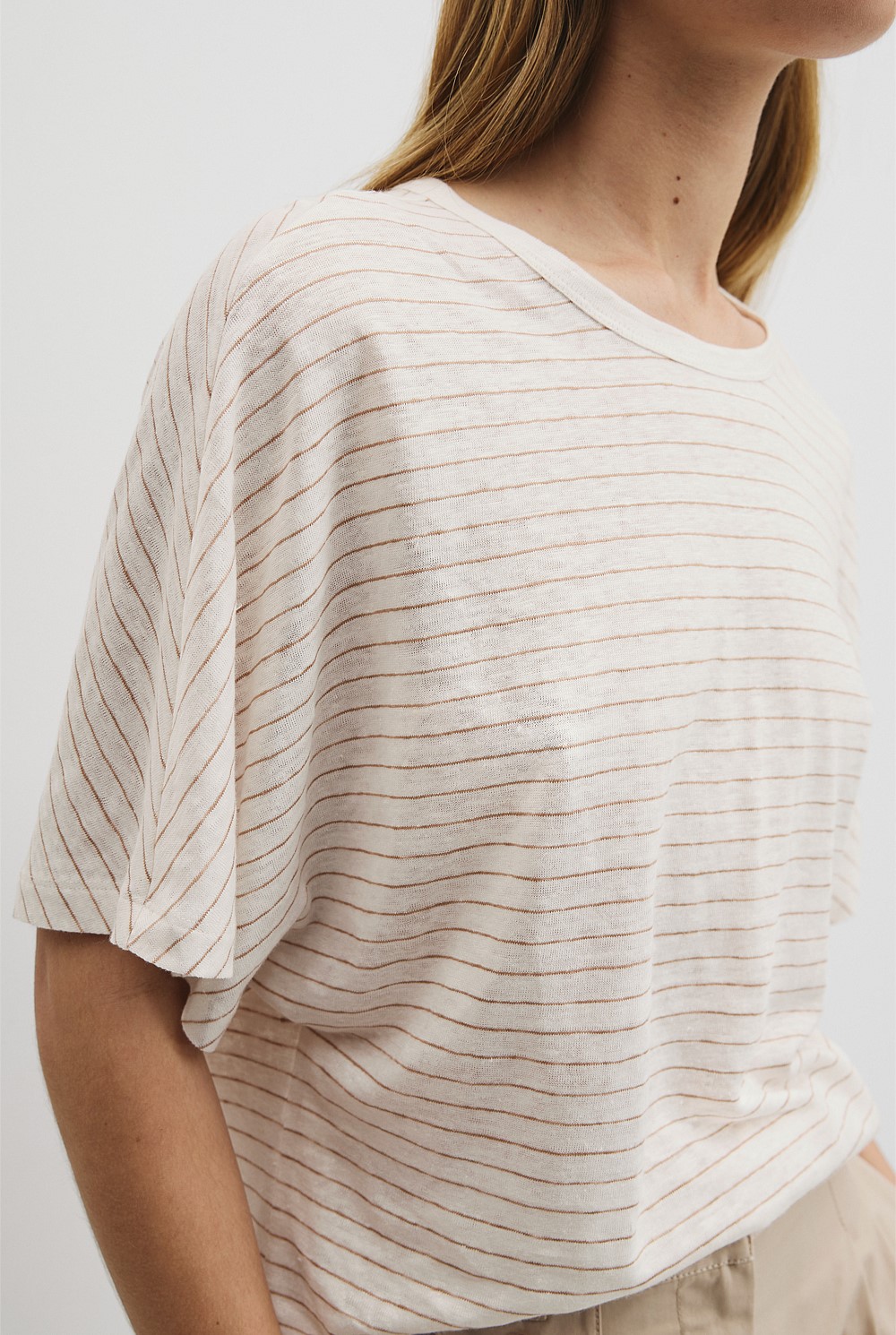 Stripe Linen Dolman T-Shirt