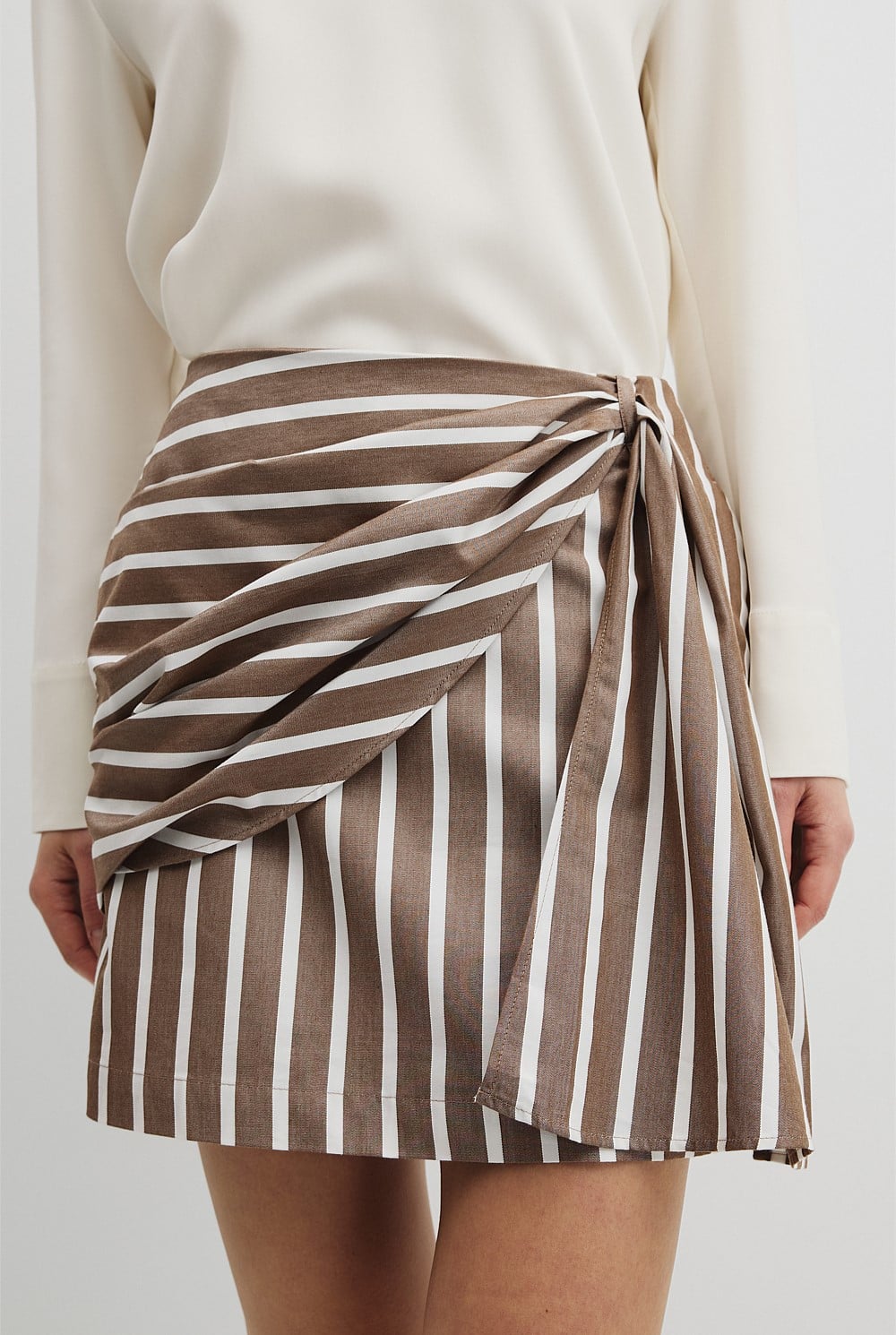 Stripe Bow Drape Skirt