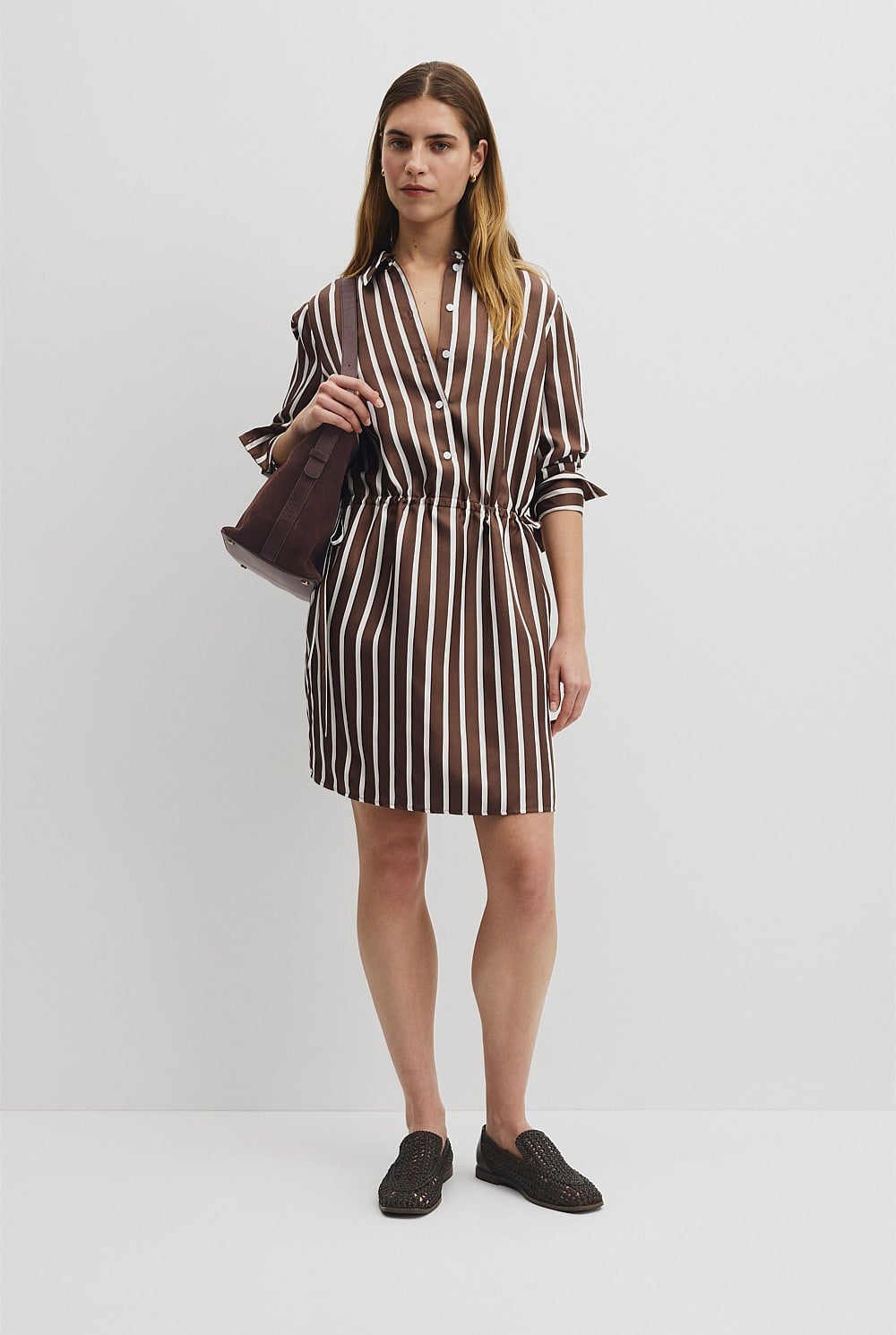 Stripe Gather Mini Dress