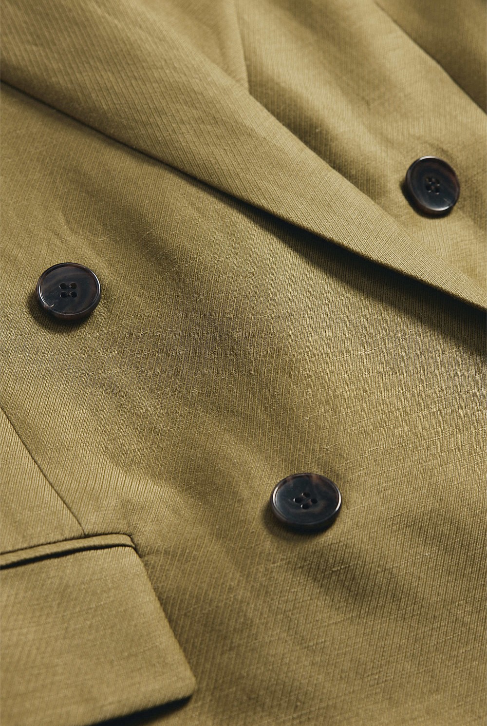 Linen Blend Double Breasted Blazer