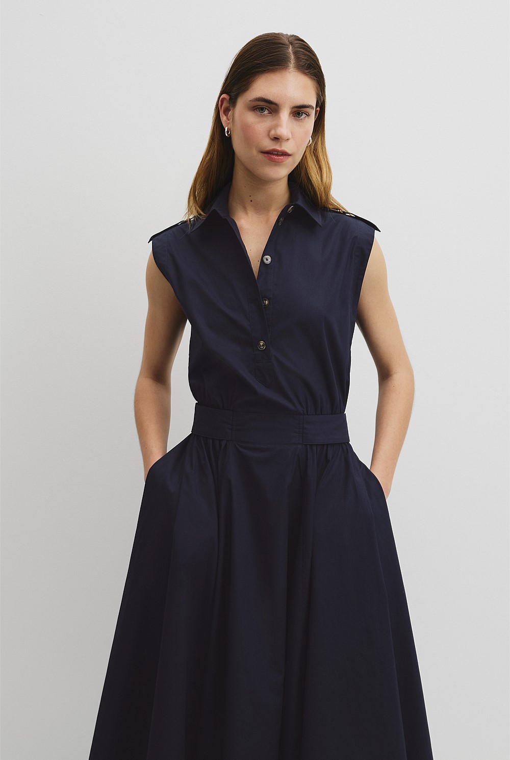 Australian Cotton Fit-and-Flare Midi Dress