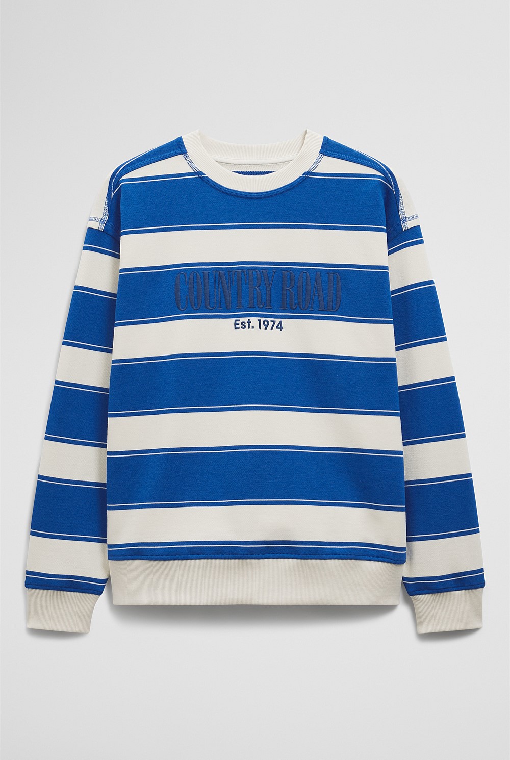 Australian Cotton Stripe Country Road Logo Sweat