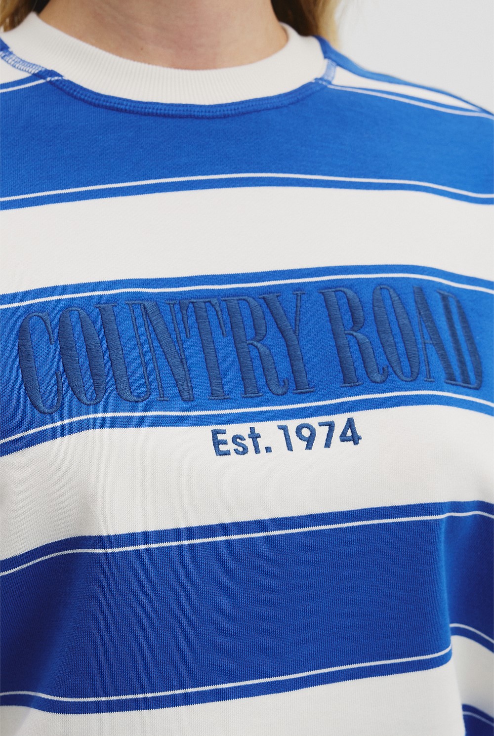 Australian Cotton Stripe Country Road Logo Sweat