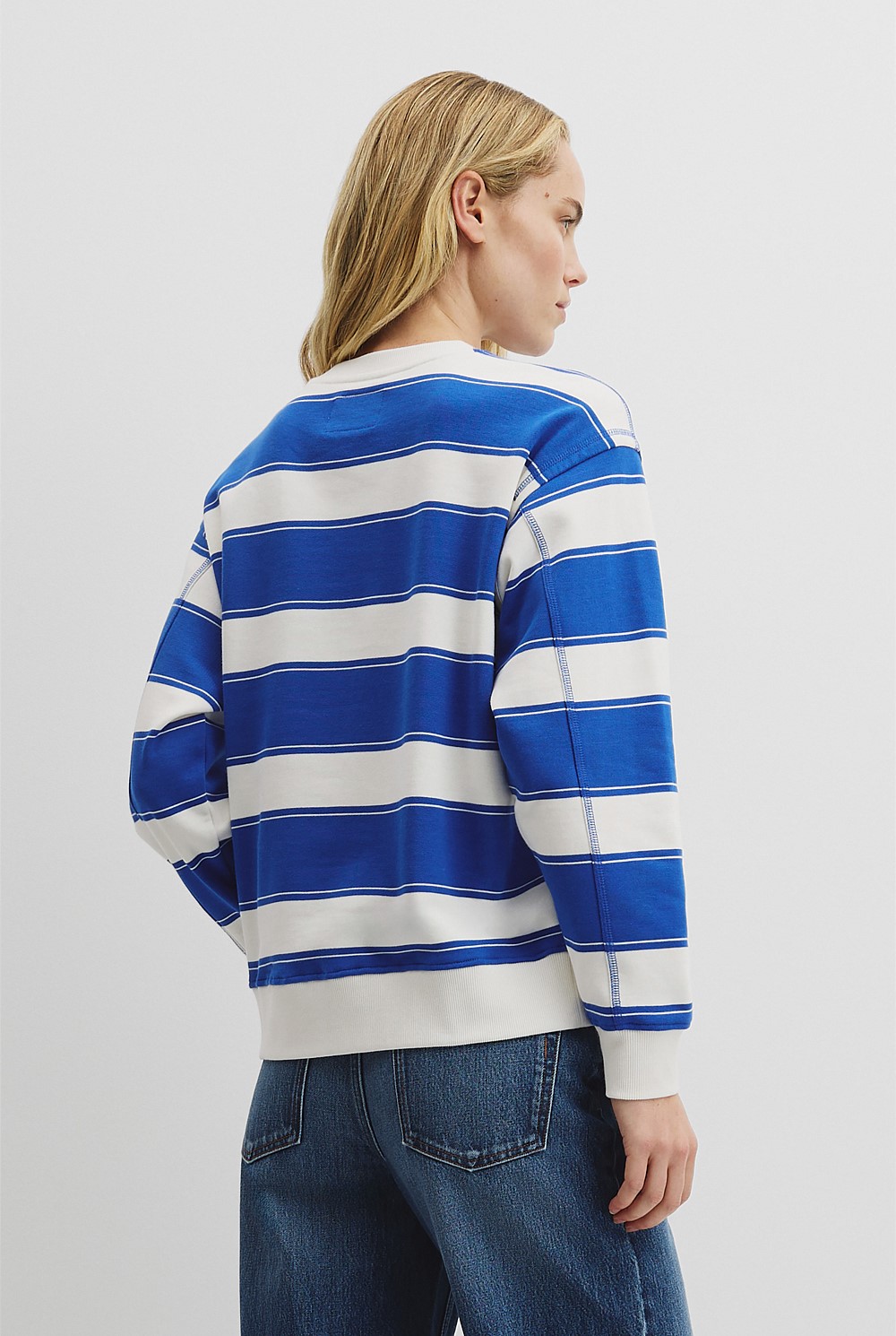Australian Cotton Stripe Country Road Logo Sweat