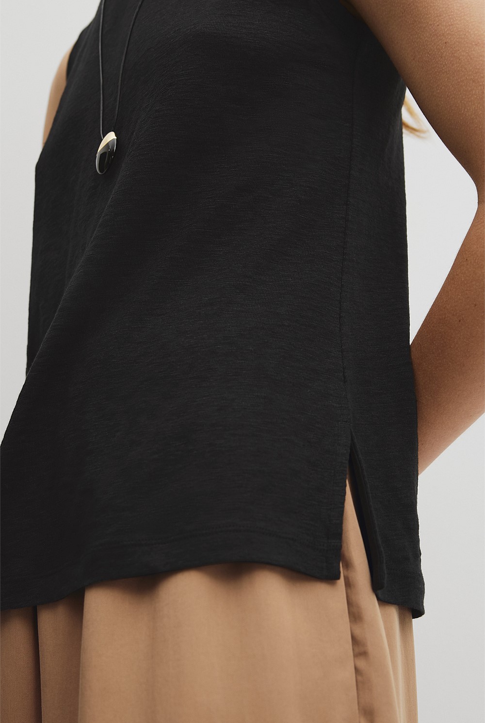 Linen Boat Neck Tank