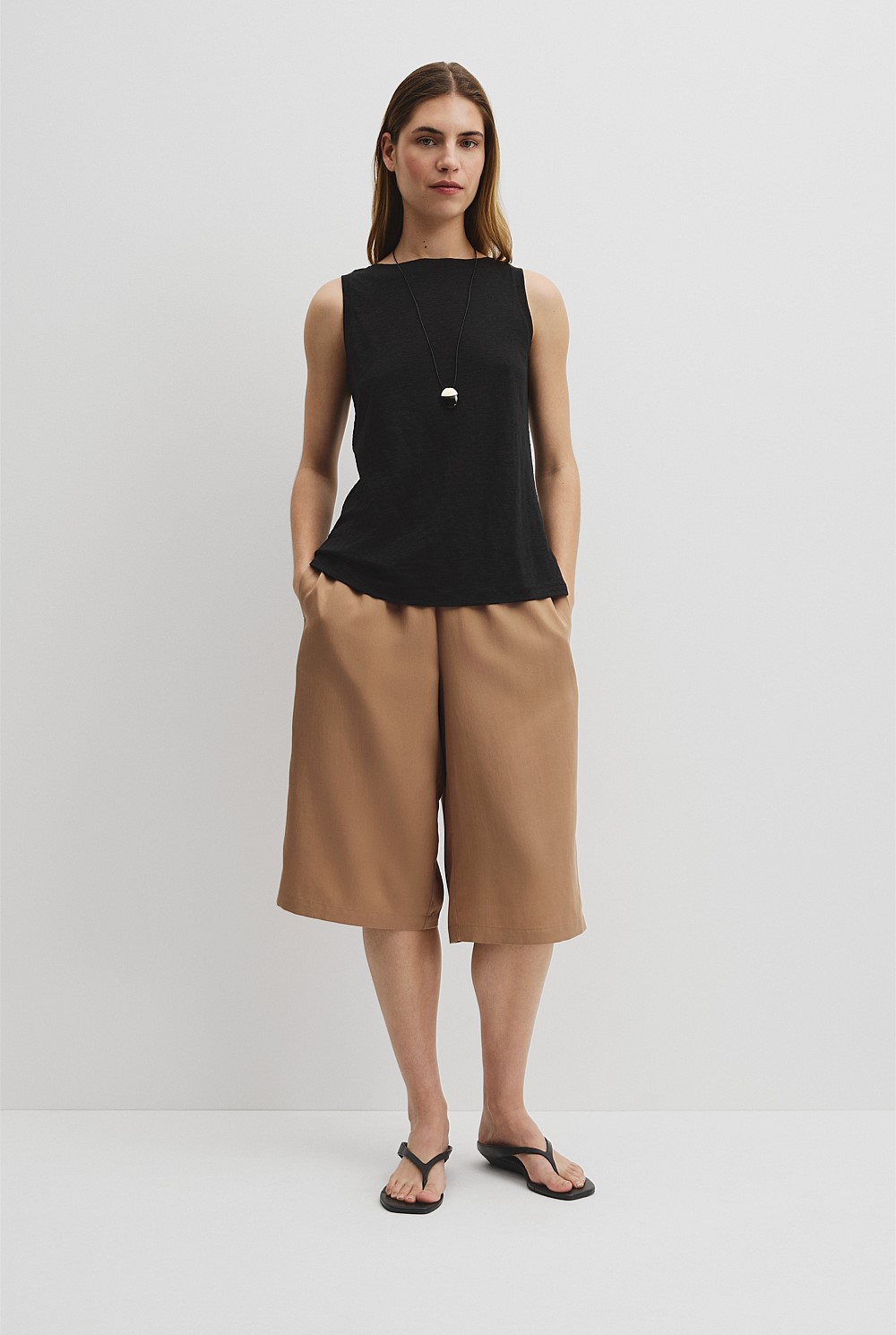 Linen Boat Neck Tank
