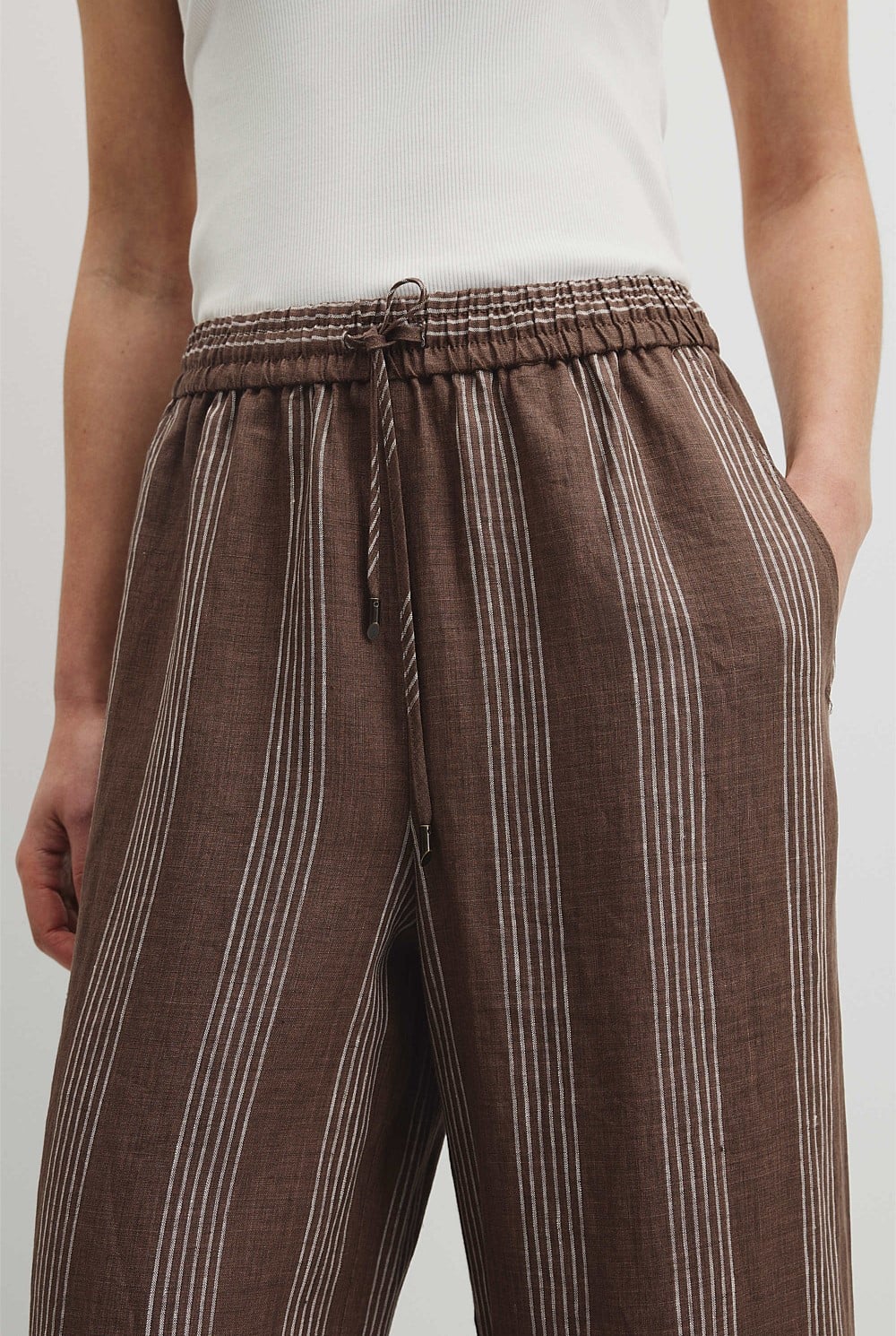 Stripe Linen Pull On Pintuck