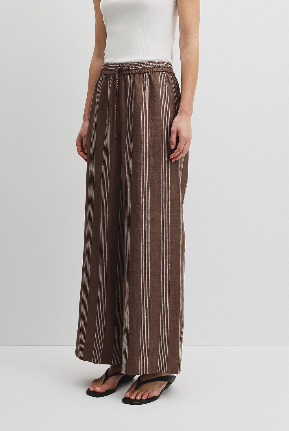 Stripe Linen Pull On Pintuck