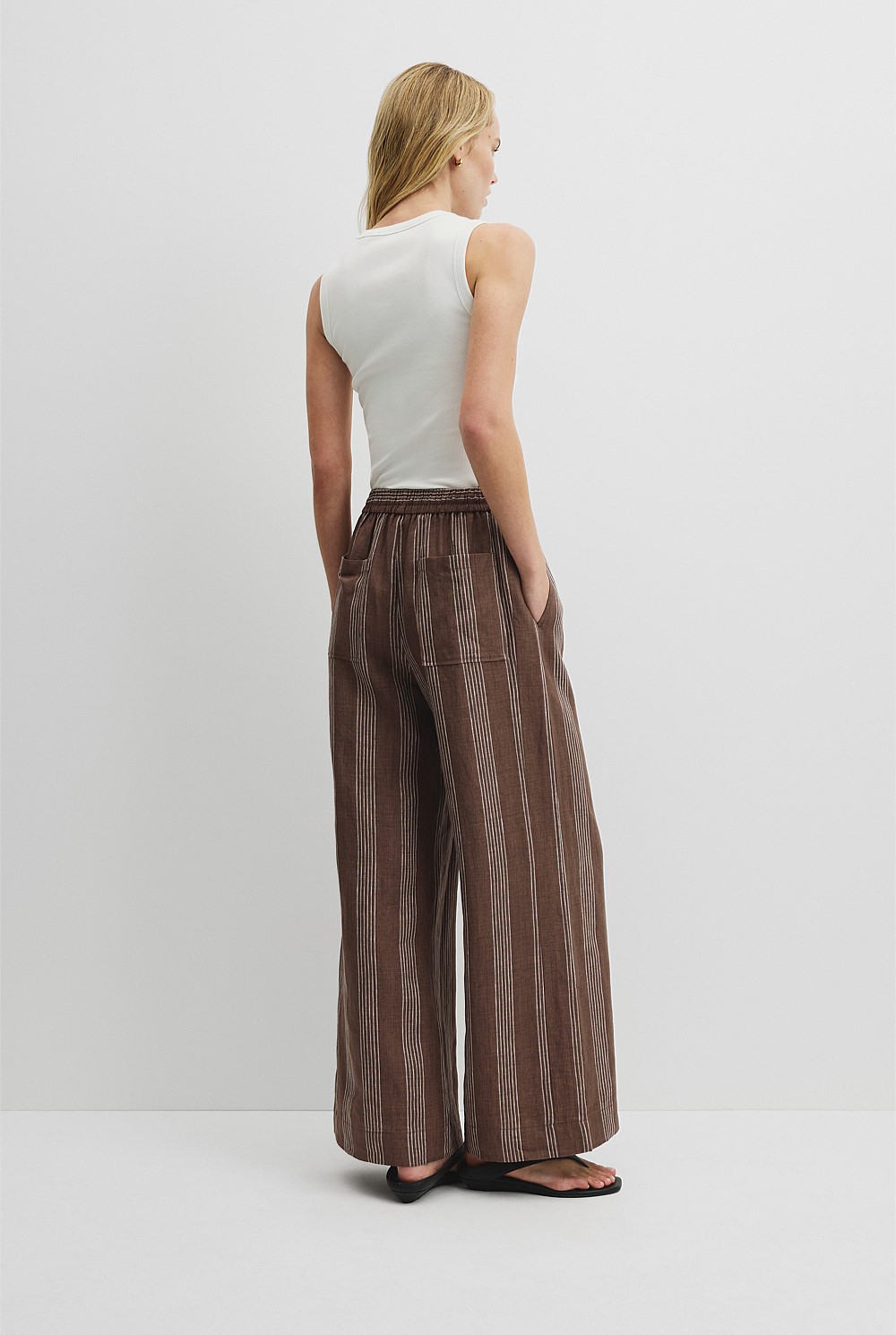 Stripe Linen Pull On Pintuck